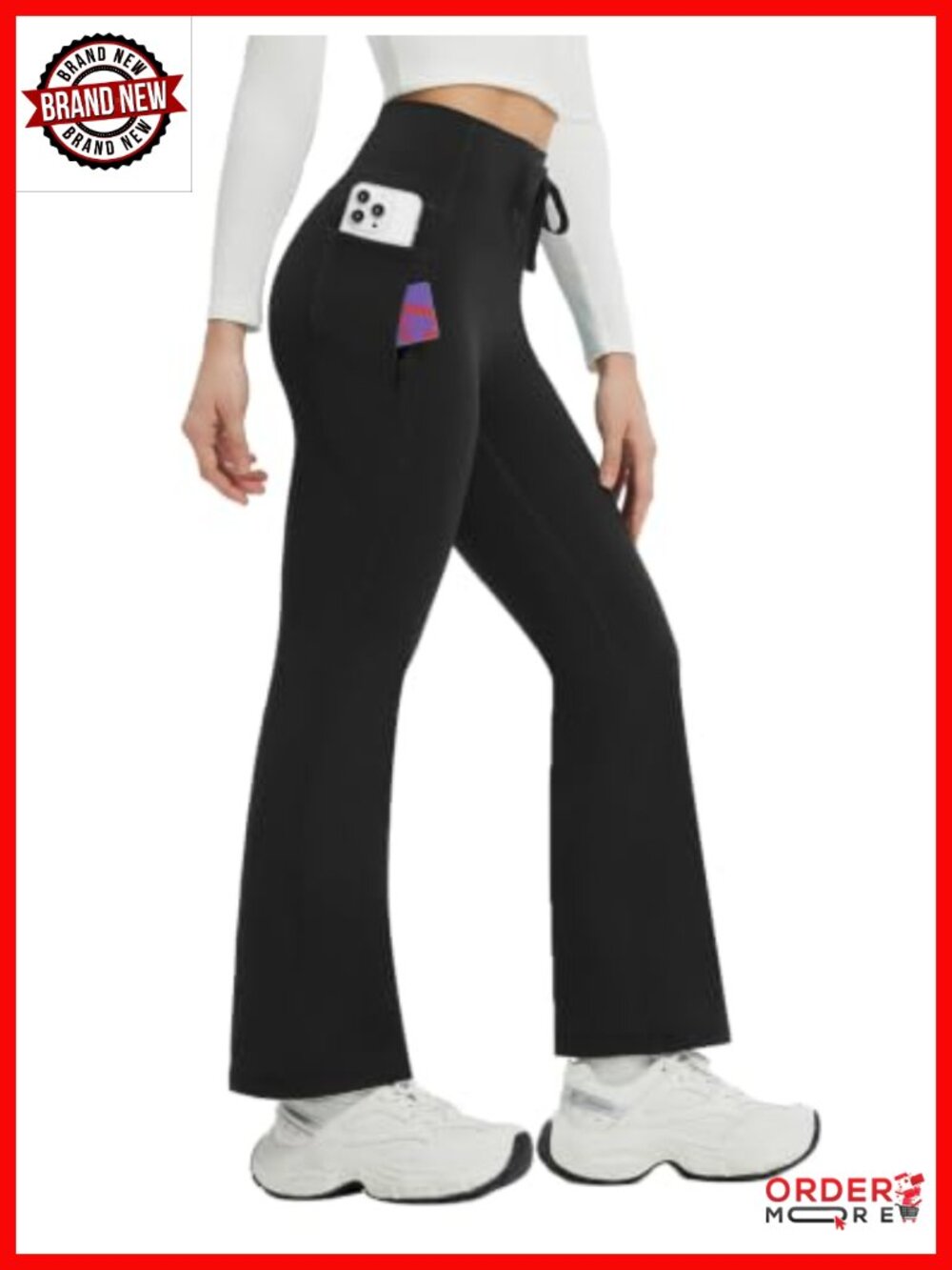 Fleece Lined Flare Yoga Winter Pants with Pockets High Waist Bootcut Leggings